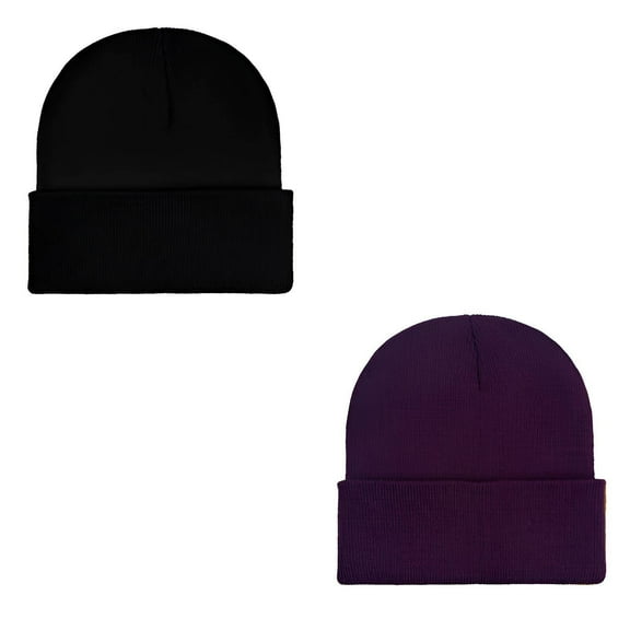 TELOLY 2Pcs Beanies Hats Men,Classic Appeal Mens Beanie,Versatile Use in Any Season Hats for Men,Black&Purple