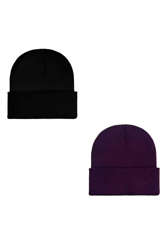 2Pcs Beanies Hats Men,Classic Appeal Mens Beanie,Versatile Use in Any Season Hats for Men,Black&Purple