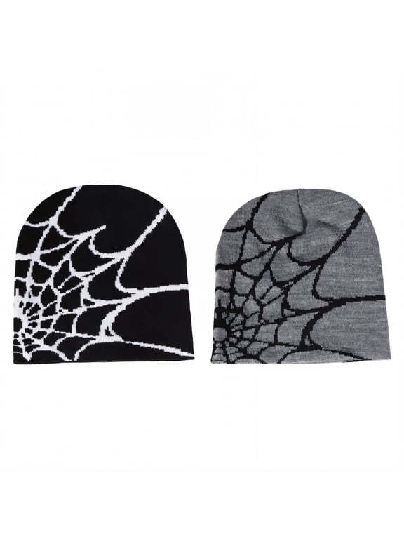2Pcs Beanies Hats Men,High-Elastic Pullover Fit Beanies,Spiderweb Jacquard Design Mens Beanie,Multicolor2,OneSize
