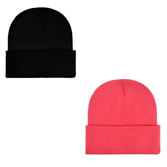 TELOLY 2Pcs Beanies Hats Men,Practical Wear Hats for Men,Trendy Appeal Everyday Style Mens Beanie,Black&RoseRed