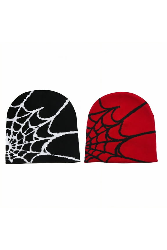 2Pcs Beanies Hats Men,Thick Knitted Material Beanies,Spiderweb Jacquard Design Mens Beanie,Multicolor3,OneSize