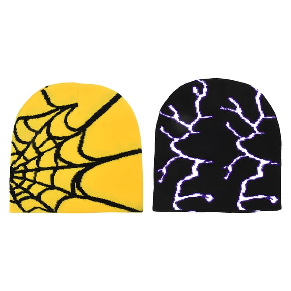 TELOLY 2Pcs Beanies Hats Men,Versatile for Daily Use and Sports Beanies,Spiderweb Jacquard Design Mens Beanie,Multicolor1,OneSize
