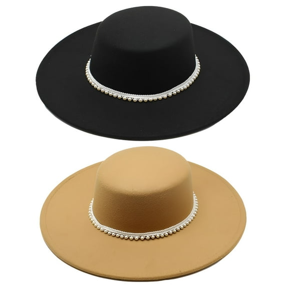 TELOLY 2Pcs Cowboy Hats,Audrey Retro Style Cowgirl Hats Women,Timeless Flat Top Mens Cowboy Hat,Color Mixing1