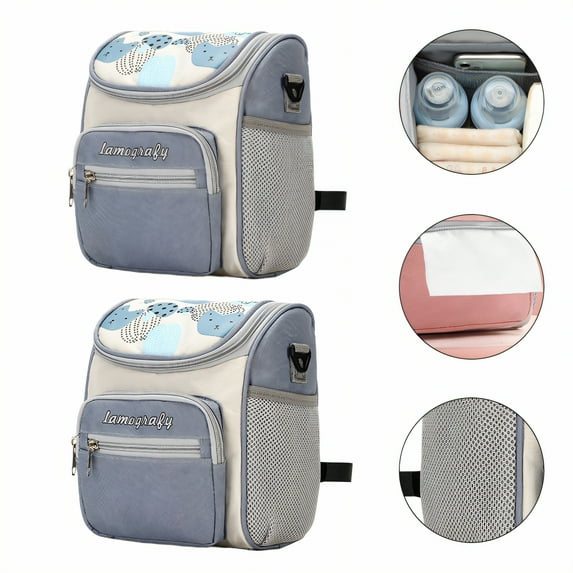 TELOLY 2Pcs Diaper Bag,7.5"*5.1"*8.7" Baby Diaper Bag,Polyester Mini Diaper Bag,Colormixing3