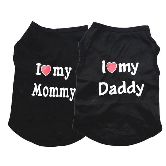 TELOLY 2Pcs Dog Shirts XS, Puppy Clothes I Love My Mom Dad