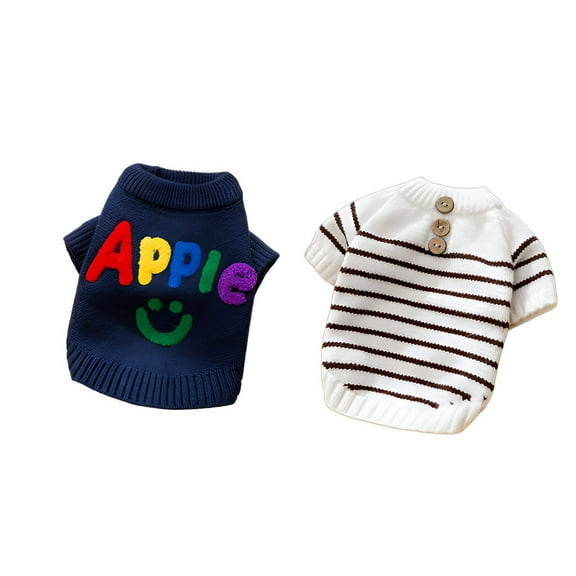 TELOLY 2Pcs Dog Sweater,Cable Knit Design Dog Pajamas,Simple and Stylish Puppy Sweater,Color Mixing1