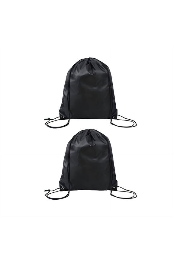 2Pcs Drawstring Backpack Minimal Weight Drawstring Bags Maximum Storage Adjustable Straps Draw String Back Bag Style6 Black