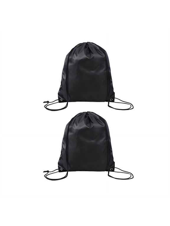 2Pcs Drawstring Backpack Minimal Weight Drawstring Bags Maximum Storage Adjustable Straps Draw String Back Bag Style6 Black