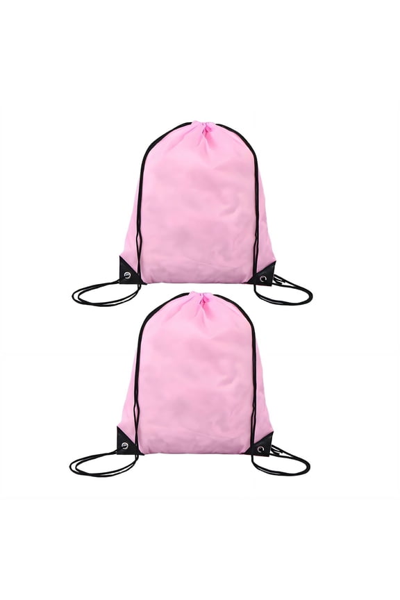2Pcs Drawstring Backpack Ultra-Portable Drawstring Bags Wide Storage Adjustable Straps Draw String Back Bag Style9 Pink