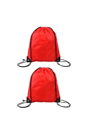 2Pcs Drawstring Backpack Wide Storage Drawstring Bags Ultra-Portable Fully Adjustable Straps Draw String Back Bag Style7 Red