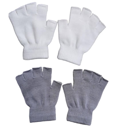 TELOLY 2Pcs Fingerless Gloves Lightweight Design Fingerless Gloves Men Fingerless Style Hand Warming Gloves Ideal for Fall & Winter Black&Gray