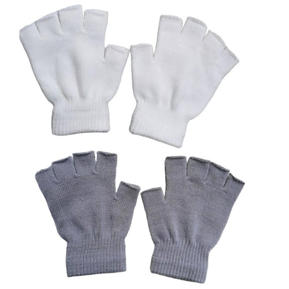 TELOLY 2Pcs Fingerless Gloves Lightweight Design Fingerless Gloves Men Fingerless Style Hand Warming Gloves Ideal for Fall & Winter Black&Gray