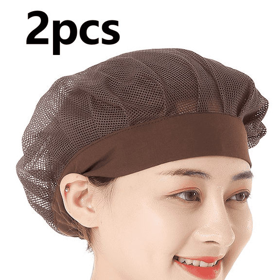 TELOLY 2Pcs Hair Net,Elastic Design Hair Nets,Head Size Net Plopping Cap for Drying Curly Hair,Coffee