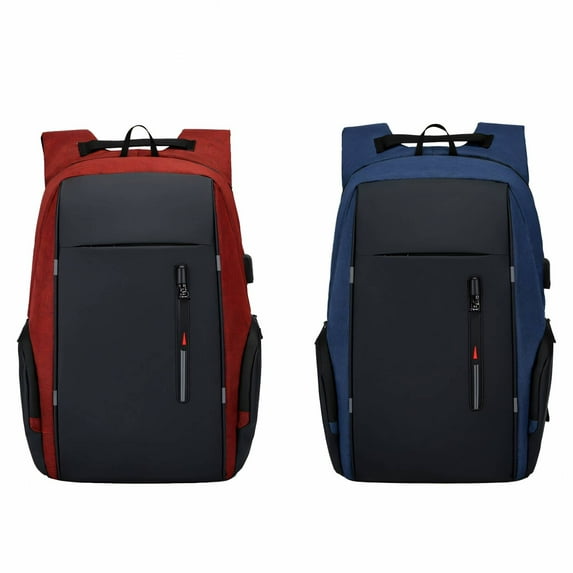 TELOLY 2Pcs Laptop Bag Generous Capacity College Backpack Soft and Light Adjustable Straps Anti Theft Backpack Style9 Red Blue