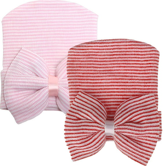 TELOLY 2Pcs Newborn Hats,Chic Appearance Baby Girl Hats,Modern Infant Trend Baby Hat,Style1