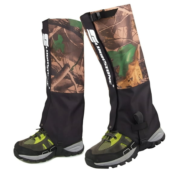 TELOLY 2Pcs Outdoor Mountaineering Camouflage Snake Gaiters for Men Waterproof Wear-Resistant Boots Cover Trekking Shoes Gaiters for Hiking Hunting Skiing