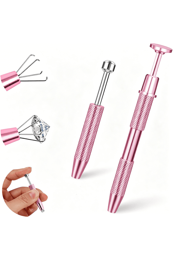 2Pcs Piercing Ball Grabber Tool for Changing Jewelry, Stianless Steel Flat Back Earring Applicator Internally Threaded Push Pin Piercing Grabber Tool, Anti Slip 4 Claw Gem Ball Grabber Tool