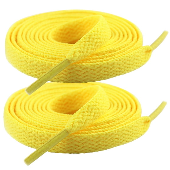 TELOLY 2Pcs Shoe Laces Translucent Secure Tips Shoe Laces for Sneakers Square Flat Design Shoelaces Yellow