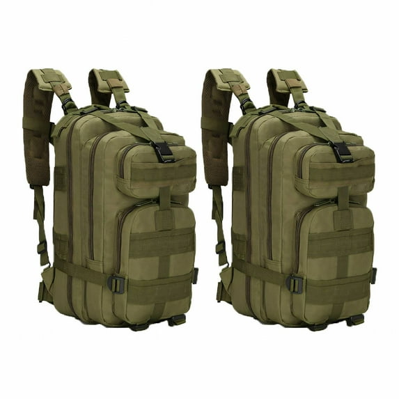 TELOLY 2Pcs Tactical Backpack Length-Adjustable Straps Hunting Backpack Ample Space Elastic Adjustable Straps Tactical Bag Style6 Green