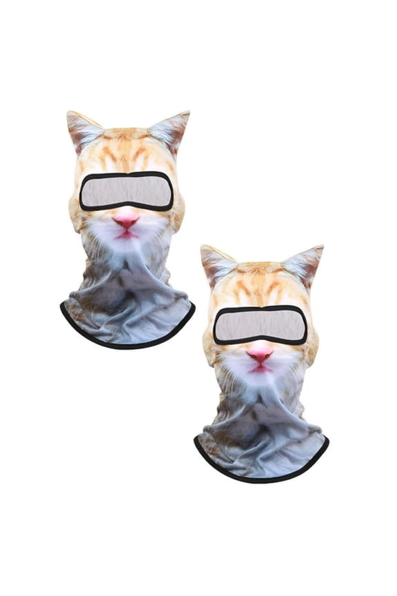 2Pcs Winter Balaclava Cat Ski Mask Windproof with Ears Cute Full Face Animal Ski Face Mask for Outdoor Hiking Riding Bar,Music Festivals Party Raves Halloween Full Face Mask