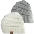 thumbnail image 1 of TELOLY 2Pcs Winter Hats for Men,Brimless Cap Design Winter Hat,Simple Stylish Look Beanies Women,White & Gray, 1 of 5