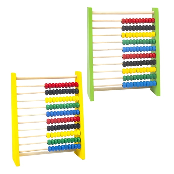 TELOLY 2Pcs Wooden Abacus for Kids, Cognitive Math Learning Toy with Digital Flip Board, Early Education Counting Beads for Toddlers