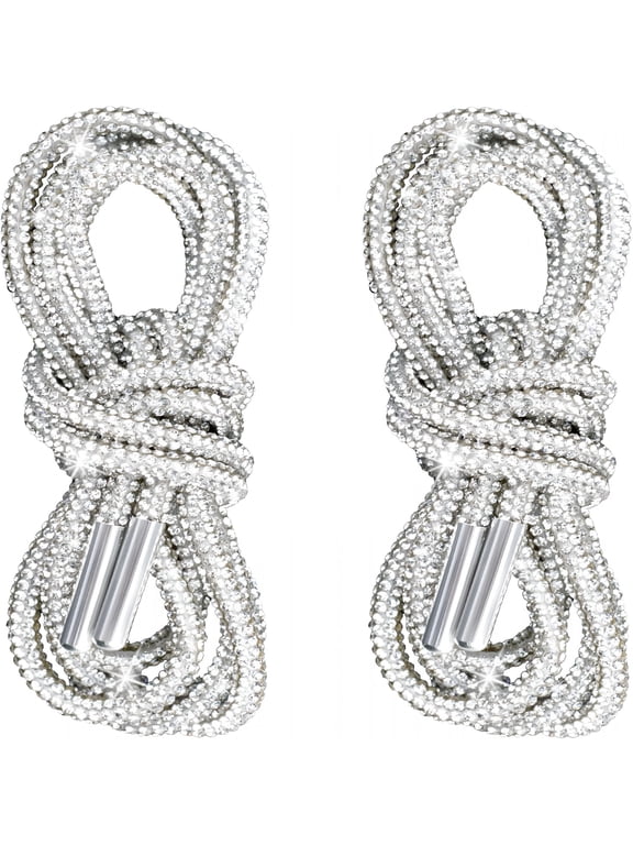 2pcs Glitter Rhinestone String, Sparkly Crystal Hoodie Drawstring, Round Rhinestones Rope Replacement for Hoodies Sweatpants Shorts Shoes Bags Accessories - White