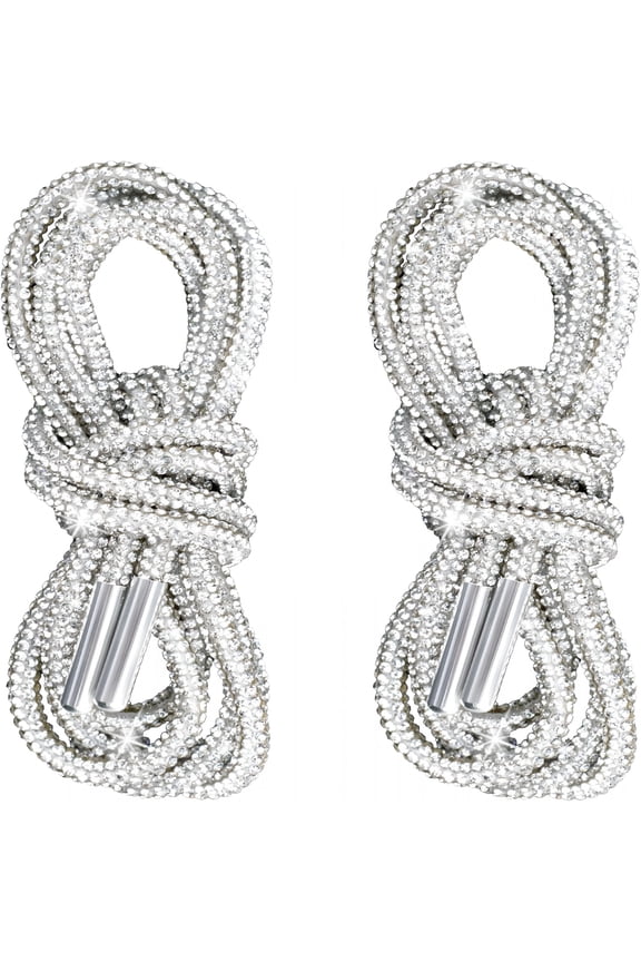 2pcs Glitter Rhinestone String, Sparkly Crystal Hoodie Drawstring, Round Rhinestones Rope Replacement for Hoodies Sweatpants Shorts Shoes Bags Accessories - White