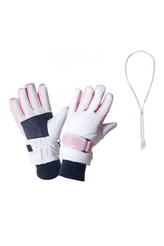 3-15 Years Kids Warm Gloves Winter Waterproof Snow Gloves for Outdoor Sports, Toddler Bulky Ski Gloves for Boys Girls White 5 Years