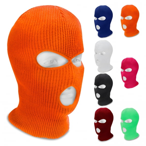 TELOLY 3-Hole Full Face Ski Mask Hat Soft Winter Balaclava Warm Knit Ski Snow Windproof Ski Mask Cap, Men Women Knit Full Face Skull Cover Mask for Hunting Cycling Outdoor Sports