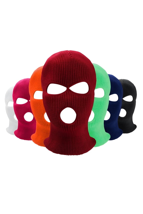 3-Hole Full Face Ski Mask Hat Soft Winter Balaclava Warm Knit Ski Snow Windproof Ski Mask Cap, Men Women Knit Full Face Skull Cover Mask for Hunting Cycling Outdoor Sports