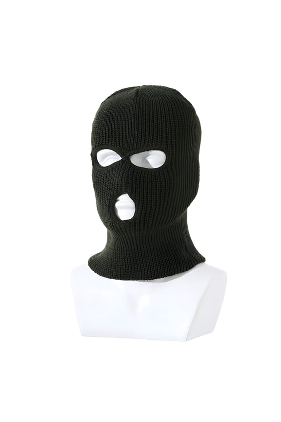 3 Holes Ski Masks Knitted Full Face Cover Winter Balaclava Ski Mask for Outdoor Sports Men Women,Army Green