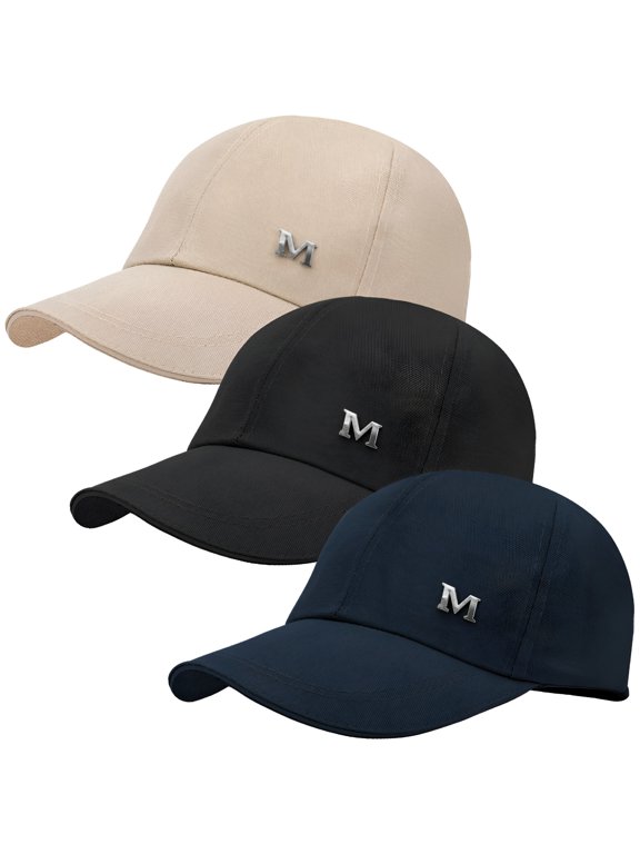 3 Pack Cotton Baseball Caps for Women Men, Adjustable Solid Color Sun Hat for Head Circumference 21.7-23.6 In, Breathable Sport Hat for Running Workouts Outdoor Activities