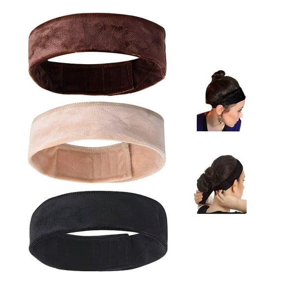 TELOLY 3 Pack Wig Grip Band, Velvet Headband Scarf Head Hair Band Extra Hold Adjustable Faster, Stretch Cotton Headband (3 colors)