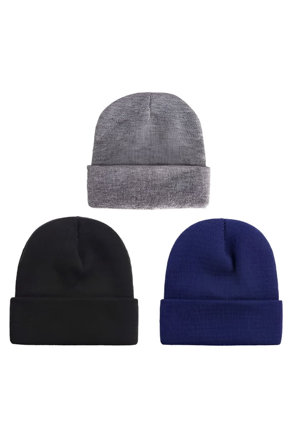 3 Packs Unisex Beanie Hats for Men Women Warm Winter Knit Beanies Toboggan Cap for Cold Weather Beanies for Men