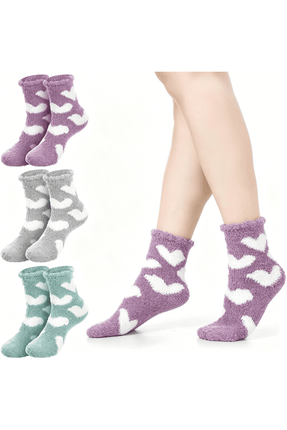 3 Pairs Aloe Socks Moisturizing Spa Socks, Women Spa Pedicure Foot Care Sock, Winter Warm Home Sleeping Sock for Women Men Repairing Softening Dry Cracked
