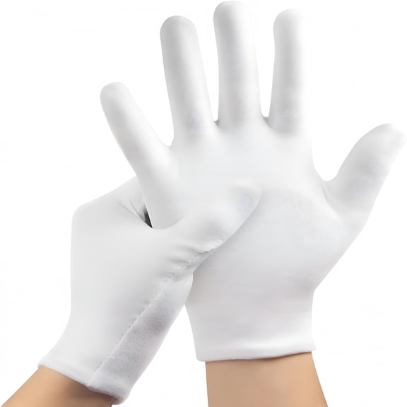 TELOLY 3 Pairs Cotton Gloves for Dry Hands Sleeping, Soft Moisturizing Eczema Gloves Overnight, Stretchable White Gloves for Coin Jewelry Silver Inspection Halloween Costume
