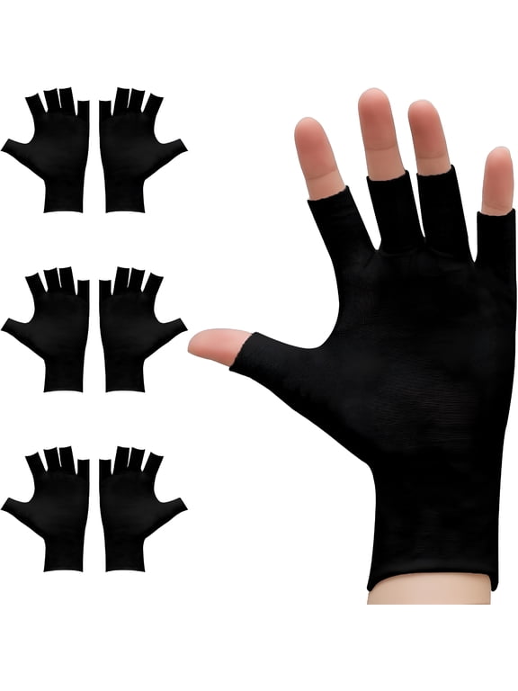 3 Pairs Fingerless Cotton Gloves,Black Moisturizing Gloves,Fingerless Cotton Gloves for Eczema,Cut 5 Fingertips Overnight Hydration Fits Most Dry Hands