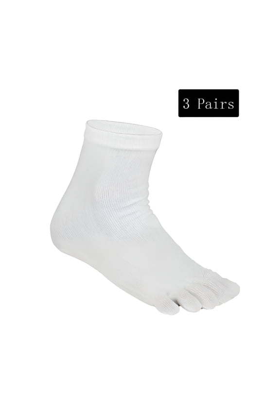 3 Pairs Men Toe Socks Cotton Running Five Finger Crew Comfortable Socks for Unisex, One Size