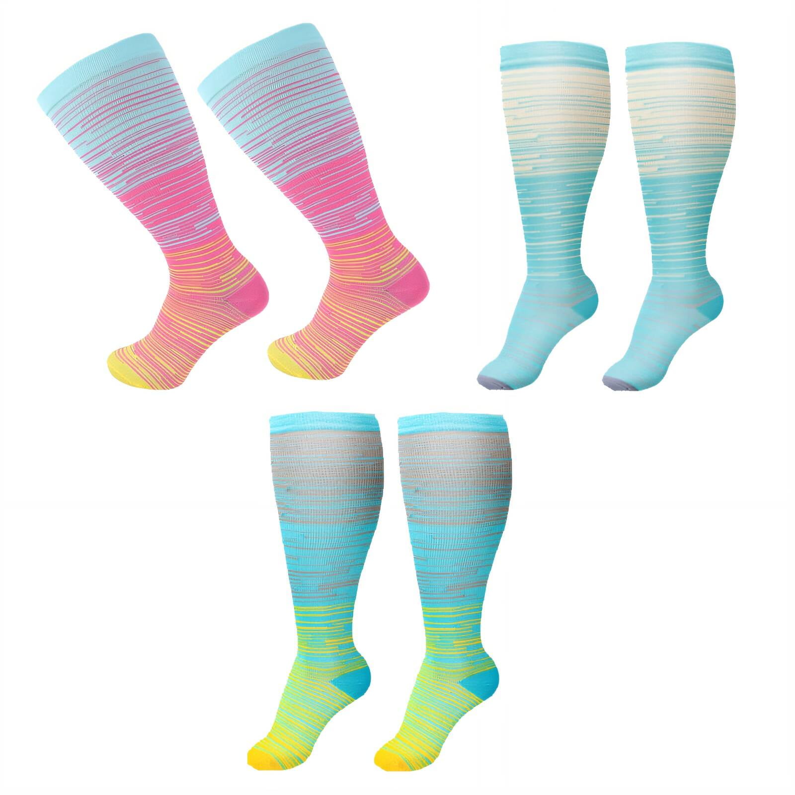 TELOLY 3 Pairs Plus Size Compression Socks,Colorful Compression Socks ...