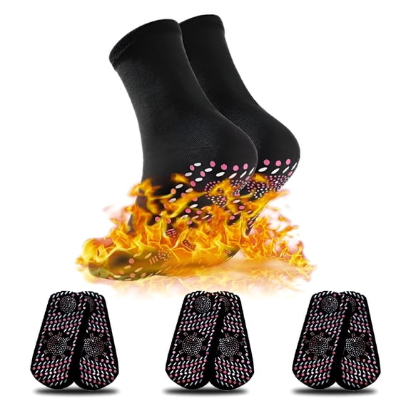 TELOLY 3 Pairs Self Heated Socks, Winter Thermal Foot Warmer Socks Self-Heating Therapy Magnetic Socks for Outdoor Skiing Camping