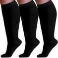 thumbnail image 1 of TELOLY (3 Pairs) Wide Calf Unisex Compression Knee High 20-30Mmhg Calf Compression Sleeve Women-Black,3X-Large, 1 of 9