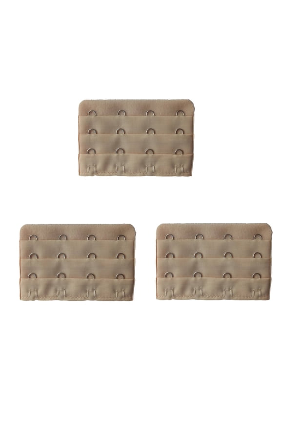 3 Pcs Bra Extender,2" Three-Row and Four-Fasteners Bra Back Extender,Soft Polyester Bra Strap Extender,Multicolor,Beige