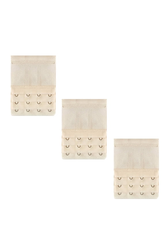 3 Pcs Bra Extender,3.8" Four Rows and Three Fasteners Bra Back Extender,Shiny and Anti-Oxidation Fasteners Women's Bra Extenders,Beige