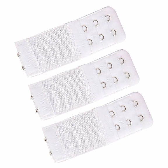 TELOLY 3 Pcs Bra Extender,3.8" Three-Row and Two-Fasteners Bra Strap Extender,Adjustable and Skin-Friendly Fit Bra Extension Strap,White