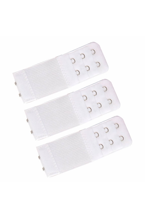 3 Pcs Bra Extender,3.8" Three-Row and Two-Fasteners Bra Strap Extender,Adjustable and Skin-Friendly Fit Bra Extension Strap,White