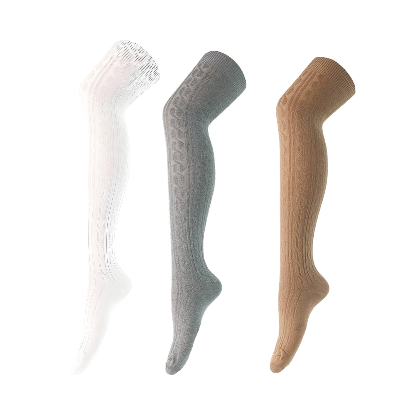 TELOLY 3 Pcs Medias Termicas Mujer Invierno,Japanese Style Knee High Socks,Cozy Cotton Fashionable Design Thermal Tights,Multicolor