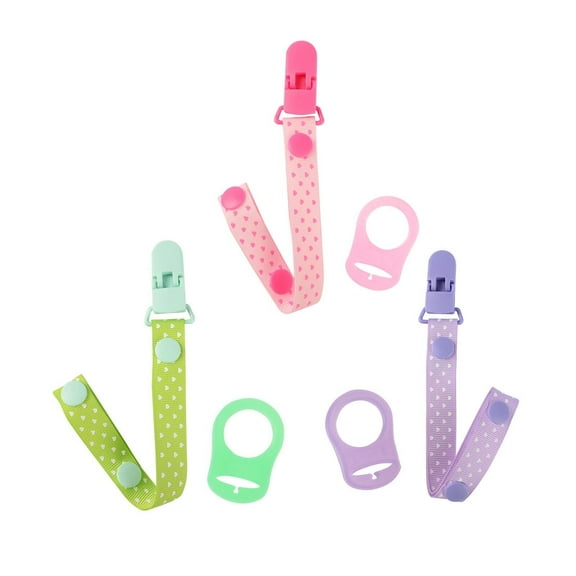 TELOLY 3 Pcs Pacifier Clip Cartoon Design Pacifiers Double-Sided Pattern Exquisite Packaging Pacifier Case,Set2