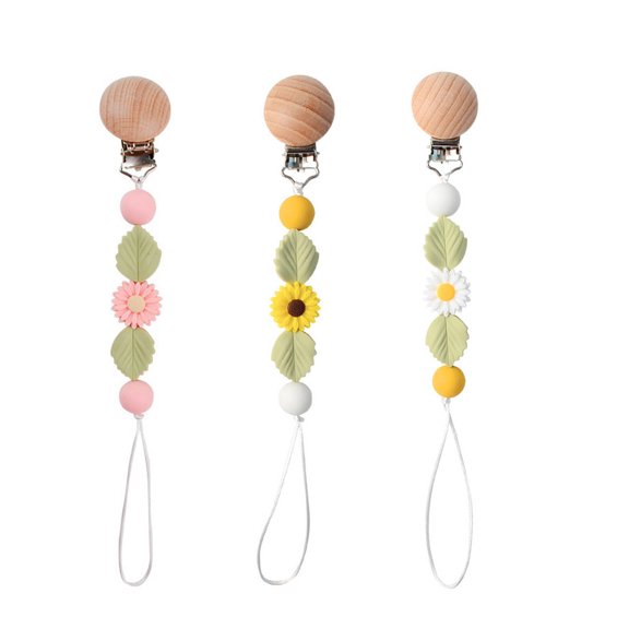 TELOLY 3 Pcs Pacifier Clip Improved Clasp Mam Pacifier Clip Fashionable Parent-Child Style Durable Material Pacifier Case,Set1
