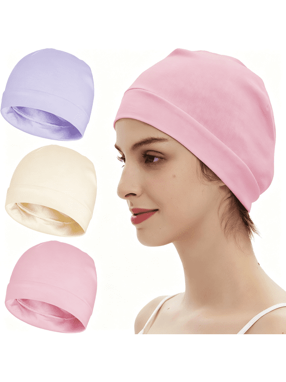 3 Pieces 100% Cotton Skull Caps Beanie for Men Women Lightweigt Night Cap Sleep Hats Breathable Helmet Liner Chemo Headwear for Women